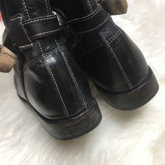 Bed Stu Leather GoGo Lug Moto Boots Black 9 - Picture 8 of 8